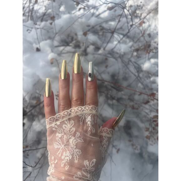 Gold Metal Brass Nails, Accessories, Custom Nails, Press Ons, Gold Jewelry - Picture 5 of 5